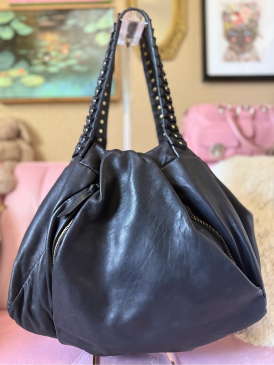 Diane Von Furstenberg Handbags - Authentic Diane Von Furstenburg SOFT Blk Leather Hobo Stud-Detail Origami Straps